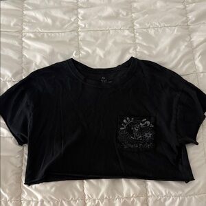 Aerie Black Graphic Crop Top